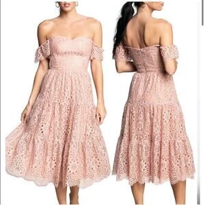 DRESS THE POPULATION River Lace Off the Shoulder Fit & Flare Dress
